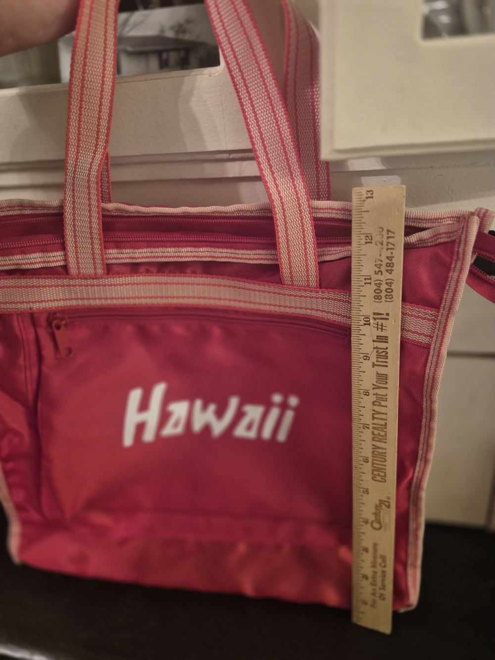 Red Hawaii Canvas Tote Bag with Dual Straps - Picture 2 of 11